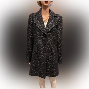 Elegant Black and Gray Floral Blazer